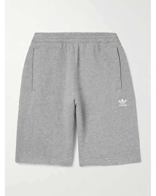 Adidas Originals Gray Essential Straight-leg Logo-embroidered Cotton-jersey Shorts for men