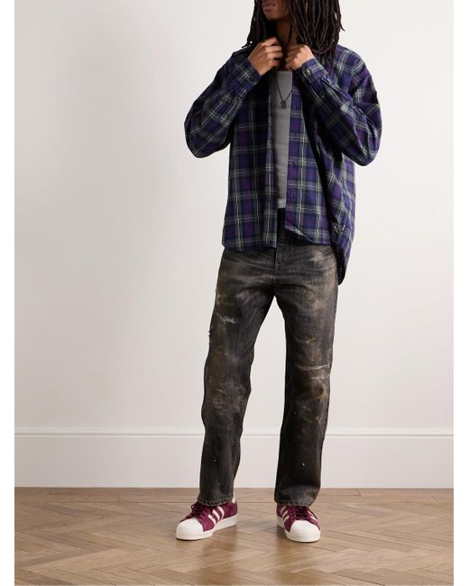 Neighborhood Gray Savage Straight-leg Distressed Selvedge Jeans for men