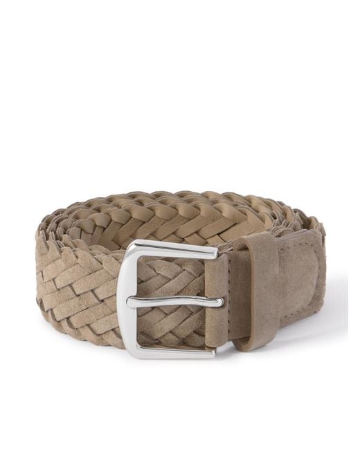 Loro Piana Brown 4Cm Woven Suede Belt for men