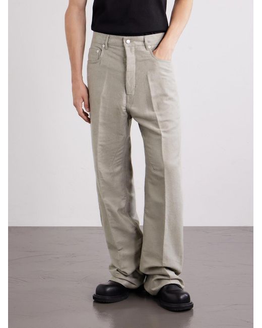 Rick Owens Gray Geth Straight-Leg Ramie And Cotton-Blend Gabardine Trousers for men
