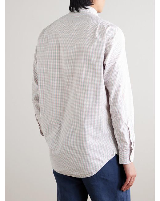 Sid Mashburn White Checked Cotton-Poplin Shirt for men