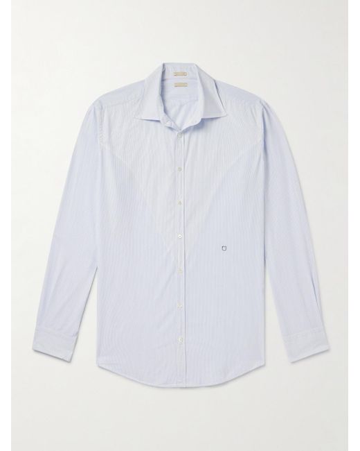 Massimo Alba White Genova Striped Cotton-poplin Shirt for men