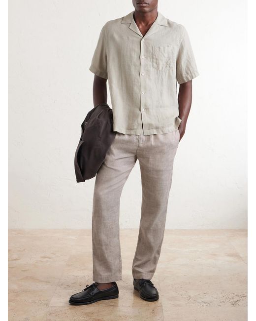 Frescobol Carioca Natural Angelo Camp-collar Linen Shirt for men
