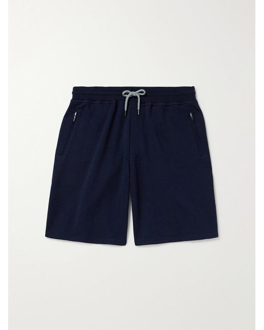 Brunello Cucinelli Blue Straight-Leg Cotton-Blend Jersey Drawstring Shorts for men