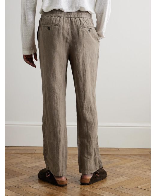James Perse Natural Straight-leg Garment-dyed Linen Drawstring Trousers for men