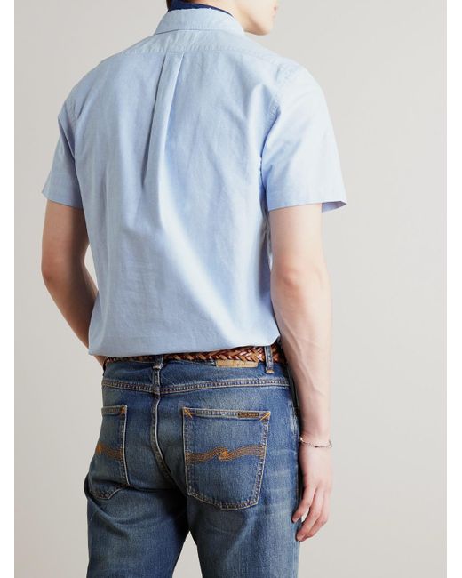 Polo Ralph Lauren Blue Button Down-collar Logo-embroidered Cotton Oxford Shirt for men
