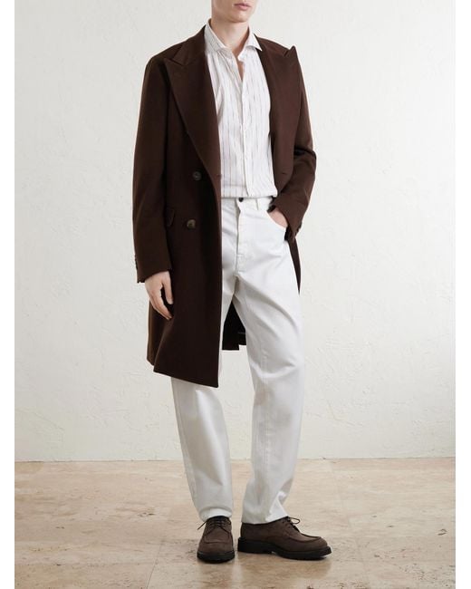 Canali White Striped Cotton-Poplin Shirt for men