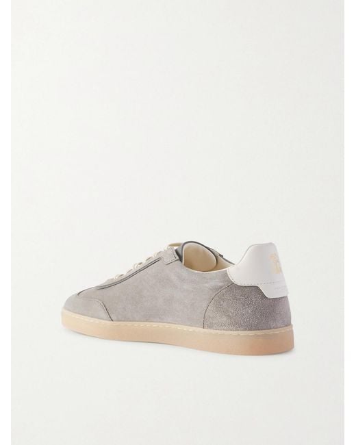 Brunello Cucinelli White Coda Di Rondine Suede Sneakers for men