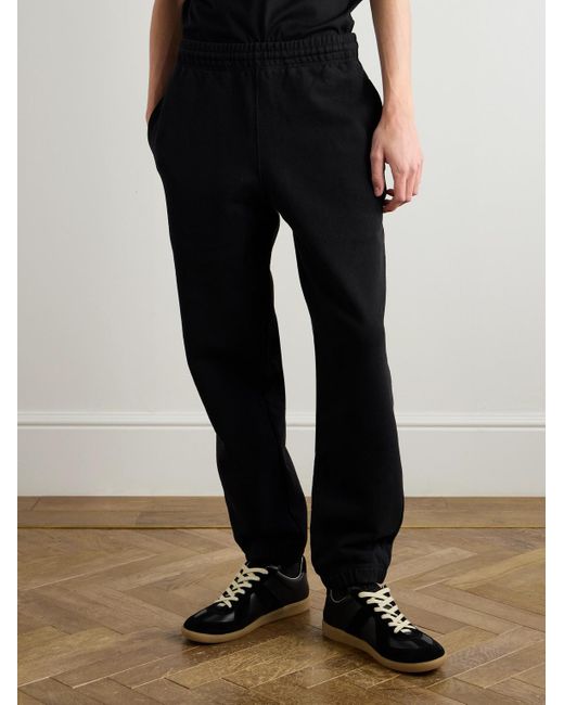 Burberry Black Tapered Logo-Appliquéd Cotton-Jersey Sweatpants for men