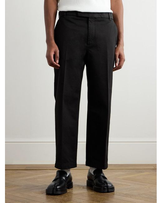 Thom Browne Black Utility Tapered Garment-Dyed Cotton-Twill Trousers for men