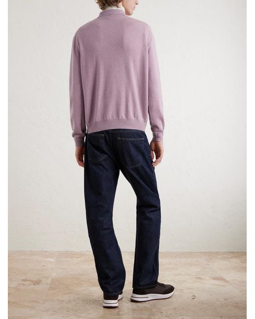 Loro Piana Pullover aus Kaschmir mit Polokragen in Pink für Herren
