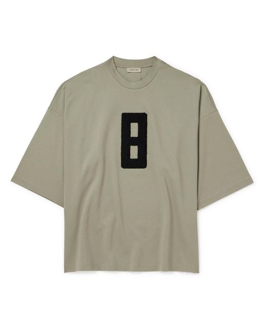 Fear Of God Gray Oversized Bouclé-trimmed Jersey T-shirt for men