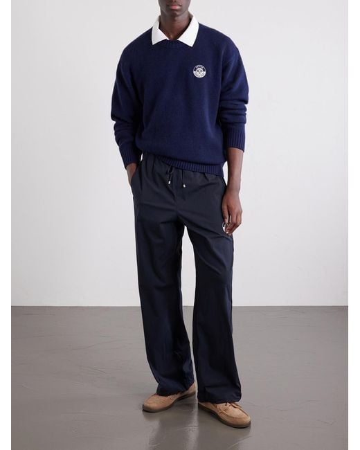 FRAME Blue Logo-Embroidered Cashmere Sweater for men