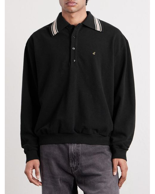 Kapital Blue Box Striped Embroidered Cotton-piqué Polo Shirt for men
