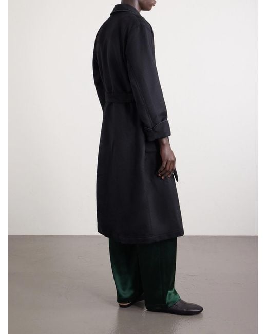Enfants Riches Deprimes Black Logo-embroidered Belted Wool And Cashmere-blend Robe for men