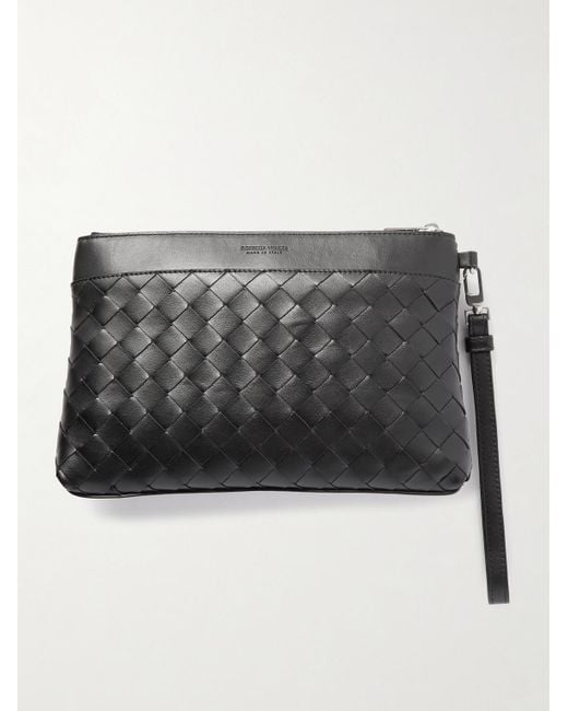 Bottega Veneta Black Intrecciato Leather Pouch for men