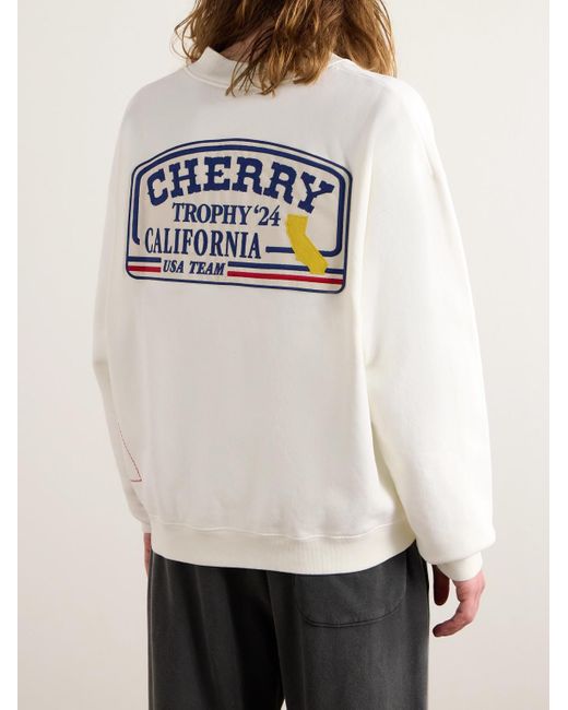 CHERRY LA Trophy Henley Sweatshirt aus Baumwoll-Jersey mit Print und Stickerei in Natural für Herren