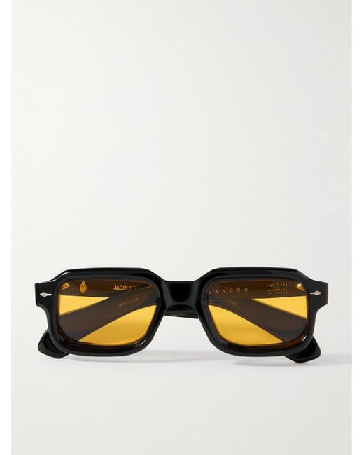 Jacques Marie Mage Black Sandro Rectangular-Frame Acetate Sunglasses for men