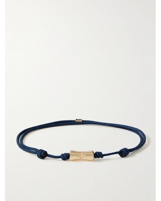 Luis Morais Blue 14-karat Gold And Cord Bracelet for men