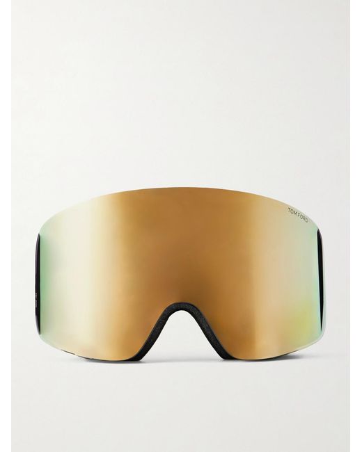 Tom Ford Brown Logo-Jacquard Webbing-Trimmed Ski Goggles for men