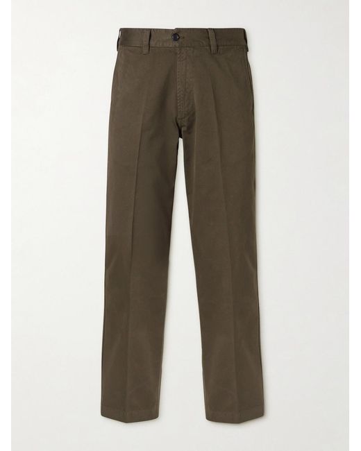 Drake's Green Him Straight-Leg Cotton-Twill Chinos for men
