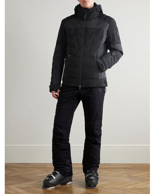 Bogner Black Fionn2-T Panelled Quilted Hooded Ski Jacket for men