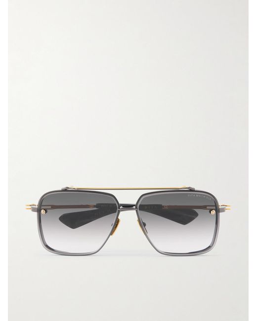 Dita Eyewear Gray Mach-Six Aviator-Style-Tone And Rhodium Sunglasses for men