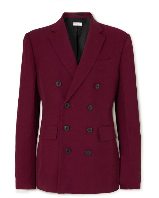 Dries Van Noten Purple Double-breasted Twill Suit Jacket for men