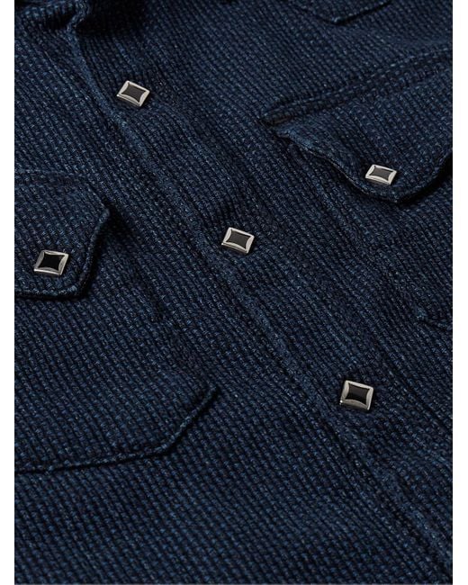 Kapital Blue Indigo-dyed Textured-cotton Western Shirt for men