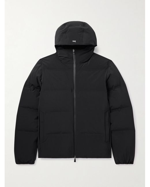 Herno Black Quilted Stretch-Nylon Hooded Down Jacket for men