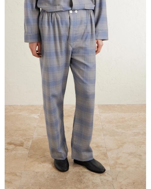 Derek Rose Gray Kelburn 52 Straight-leg Checked Brushed-cotton Pyjama Trousers for men