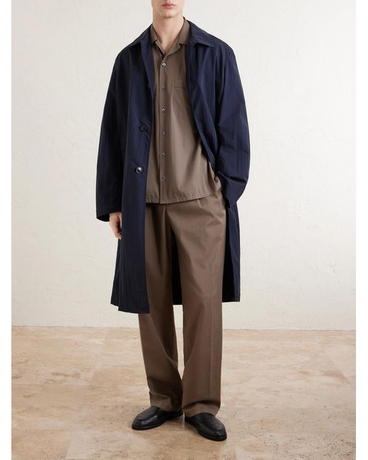 Canali Brown Straight-Leg Pleated Cotton-Blend Gabardine Trousers for men