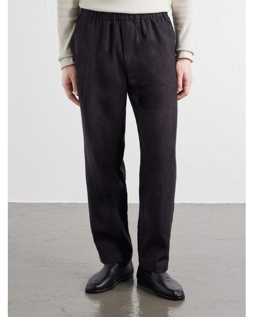 Barena Blue Straight-Leg Garment-Dyed Houndstooth Wool Trousers for men