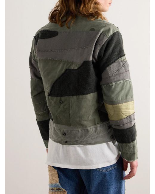 Greg Lauren Green Mixed Army Patchwork Cotton-blend Jacket for men