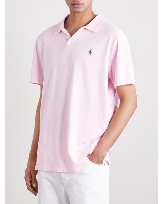 Polo Ralph Lauren Pink Open-collar Cotton And Linen-blend Polo Shirt for men