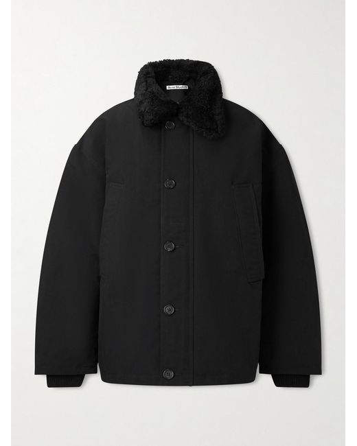 Acne Black Omanti Shearling-Trimmed Padded Peached-Nylon Parka for men