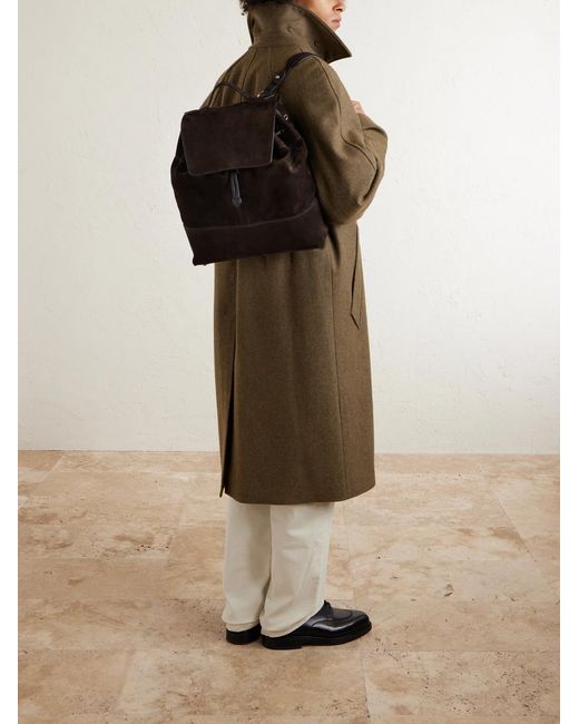 Metier Brown Glide Suede Backpack for men