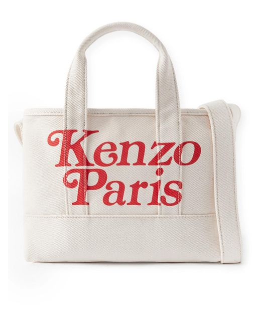 KENZO White Logo-print Canvas Tote for men