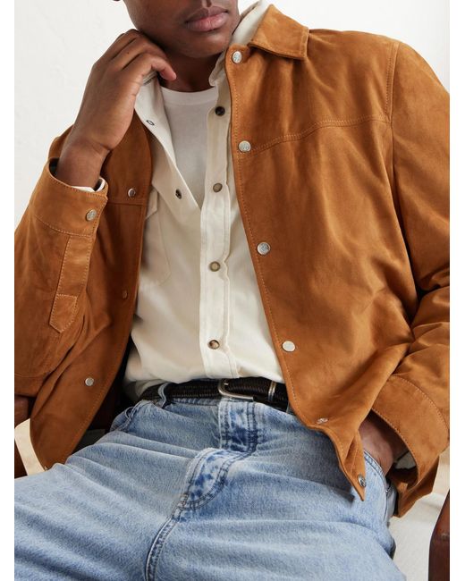 Brunello Cucinelli Natural Cutaway-Collar Cotton-Corduroy Western Shirt for men