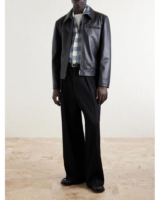 Jil Sander Black Leather Blouson Jacket for men