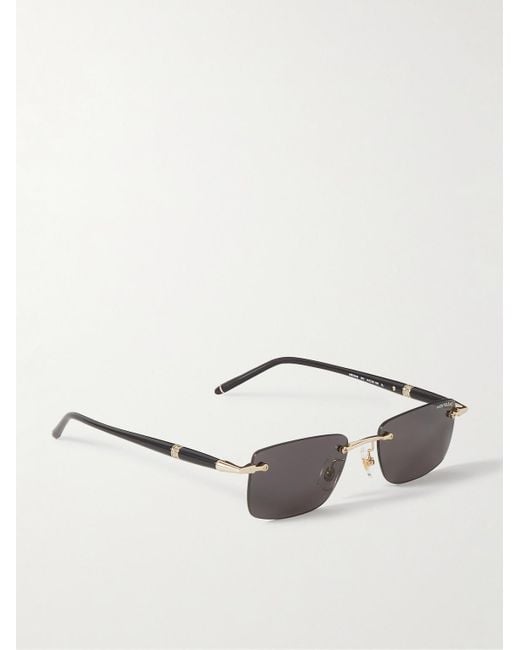 Montblanc Black Meisterstück Rimless Rectangular-frame Gold-tone And Acetate Sunglasses for men