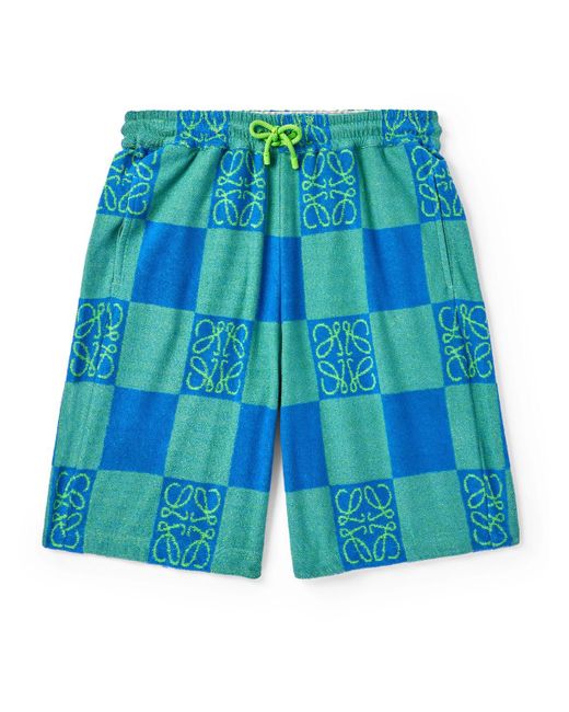 Loewe Blue Paula's Ibiza Cotton-blend Terry-jacquard Drawstring Shorts for men