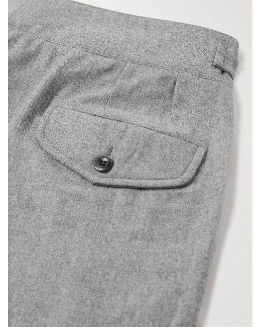 Rubinacci Gray Manny Straight-leg Pleated Wool-flannel Trousers for men