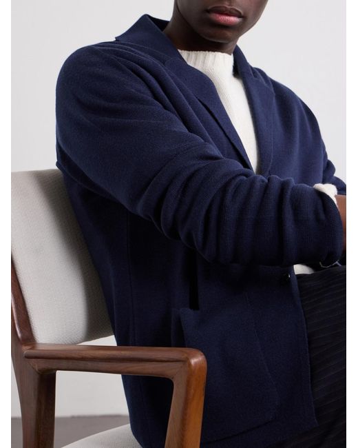 John Smedley Blue Narah 2 Merino Wool Blazer for men