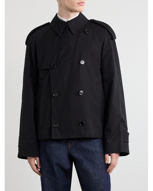 Burberry Black Cropped Cotton-Gabardine Trench Coat for men