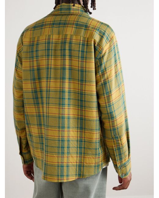 The Elder Statesman Green Pashmina Checked Wool And Cashmere-Blend Shirt for men