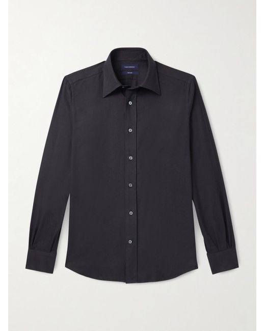 Thom Sweeney Blue Slim-Fit Cotton-Twill Shirt for men