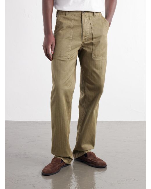 Fortela Natural Newfatigue Straight-Leg Cotton-Herringbone Trousers for men