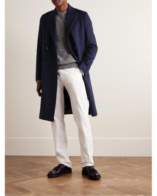 Paul Smith Blue Double-breasted Wool And Cashmere-blend Coat for men