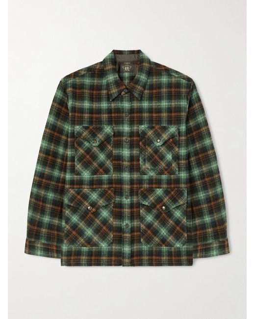 RRL Green Checked Wool Overshirt for men
